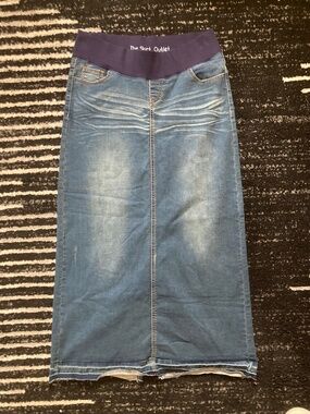 Inherit Morgan Maternity Skirt EUC Maxi 9 / 10 Distressed Raw Hem Womens Modest